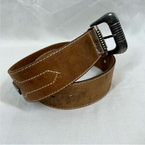Vintage banana republic studded western chunky hand waxed bridle leather belt